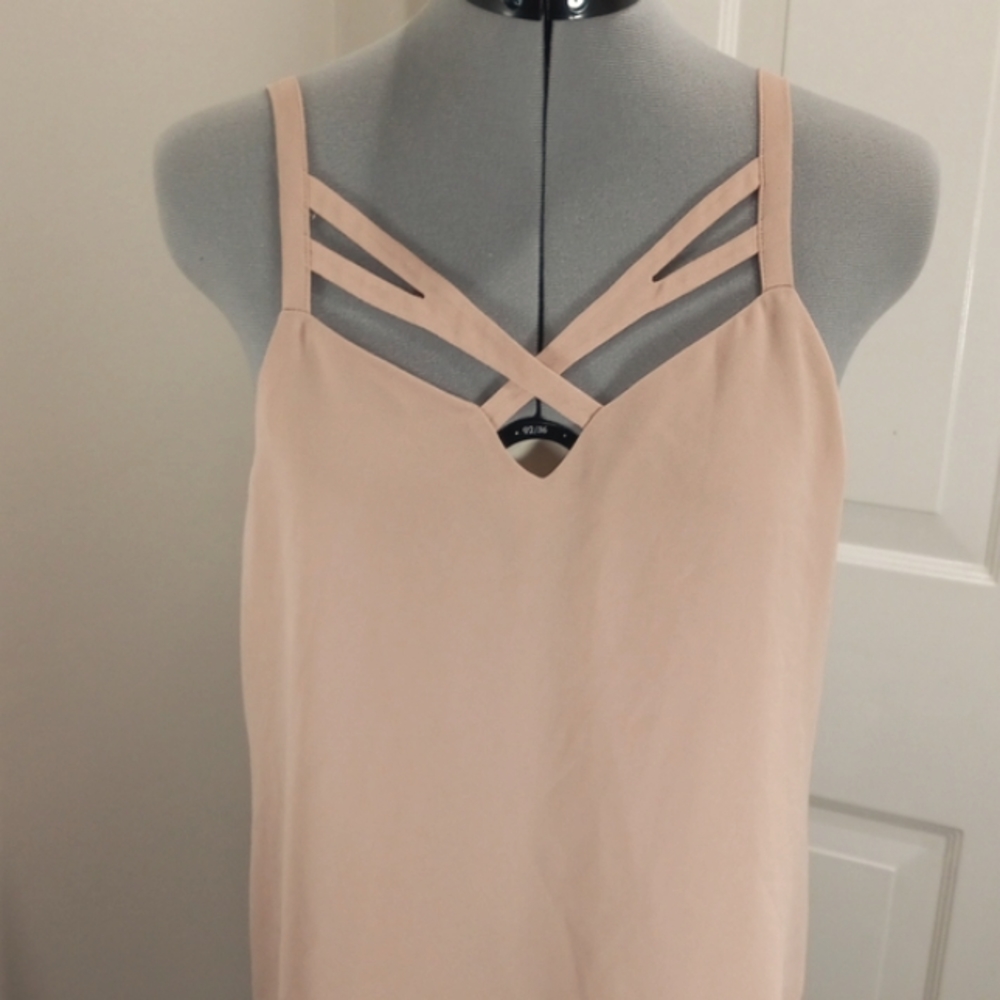 Noah, Sz Sm Beige Chris Cross Sleeveless Top